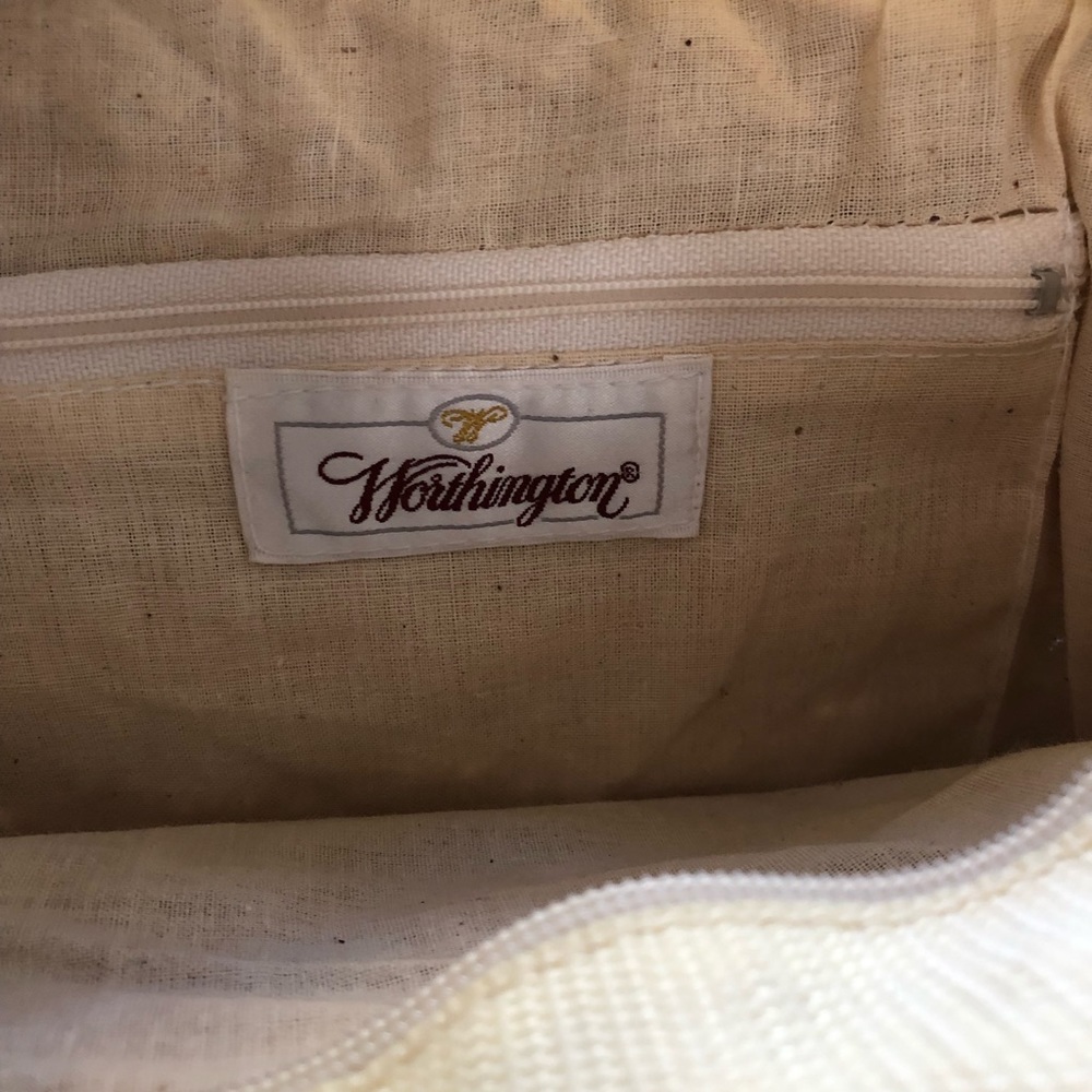 Worthington Straw Taffeta Purse Wood Handles - Picture 6 of 8